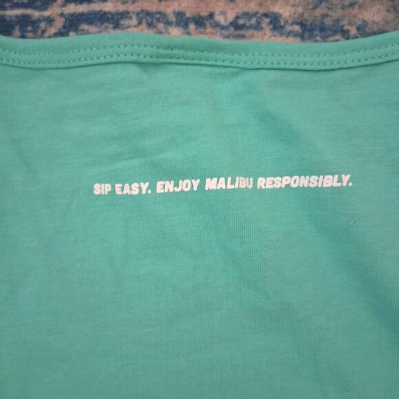 MALIBU RUM Tank Top XL Mens Aqua Blue New Promo Shirt Beachy Palm Trees - Picture 4 of 5